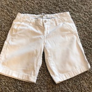 White mid thigh shorts